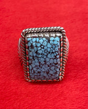 Load image into Gallery viewer, Spider Web Turquoise and Silver Ring
