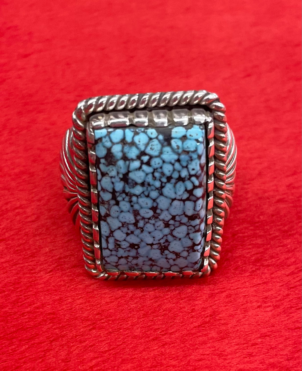 Spider Web Turquoise and Silver Ring
