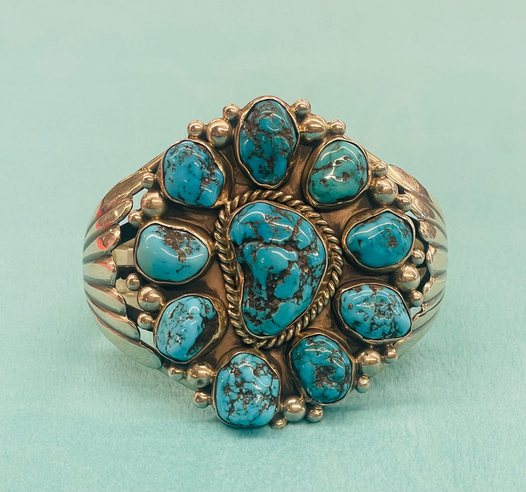 Turquoise and Silver Cluster Bracelet