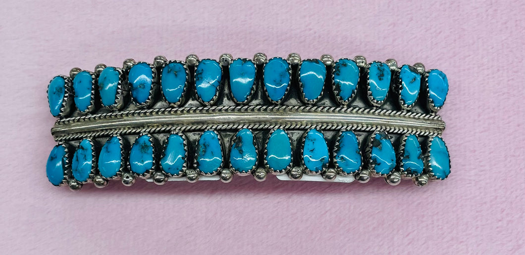 Turquoise and Silver Hair Clip