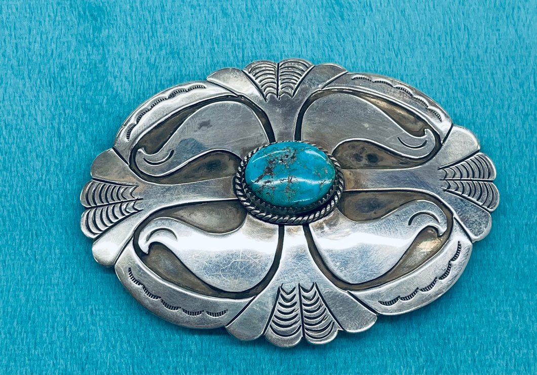 Silver and Turquoise Belt Buckle