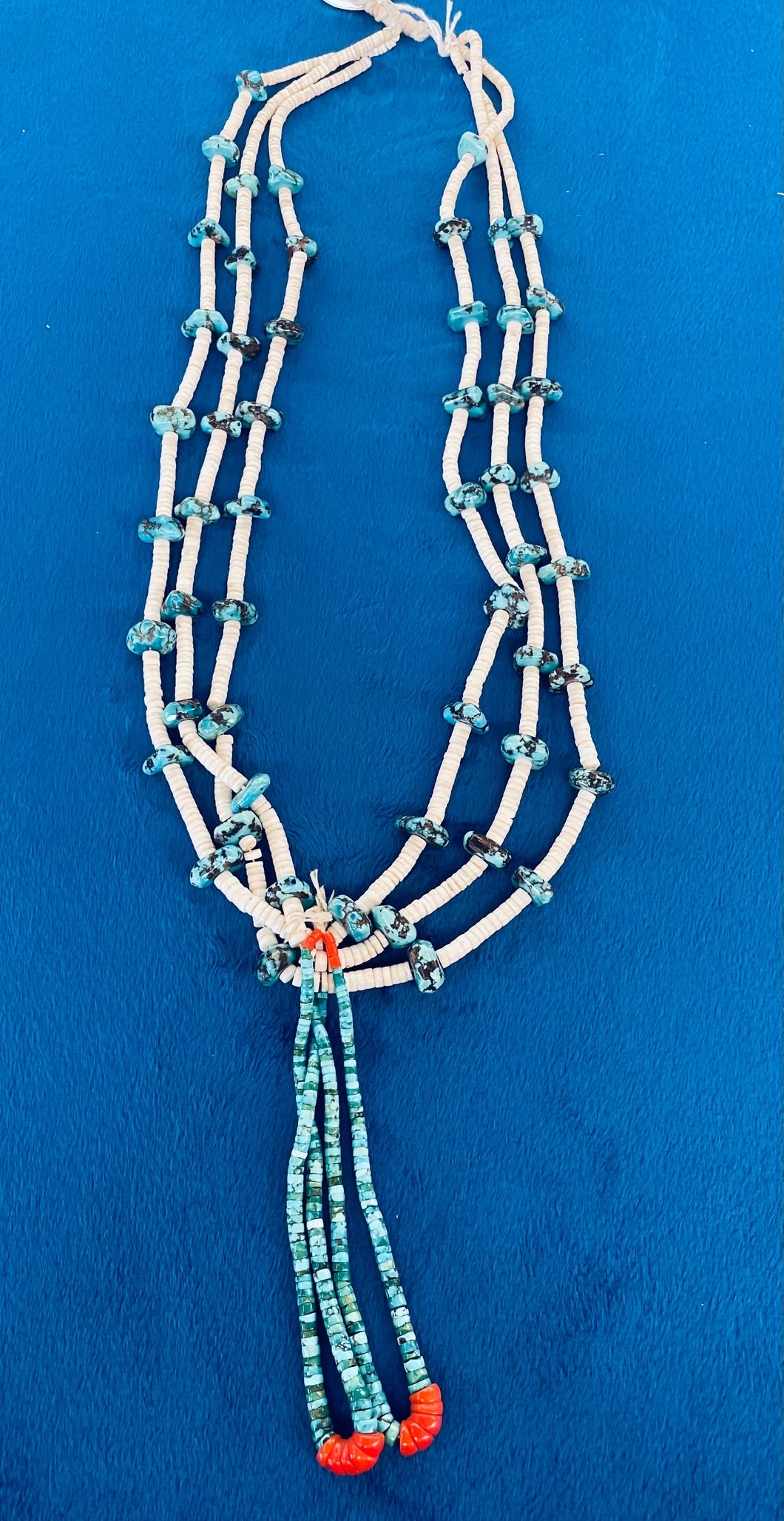 Turquoise, Shell and Coral Bead Necklace