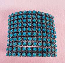 Load image into Gallery viewer, Ten Row Cuff Bracelet with Turquoise and Silver
