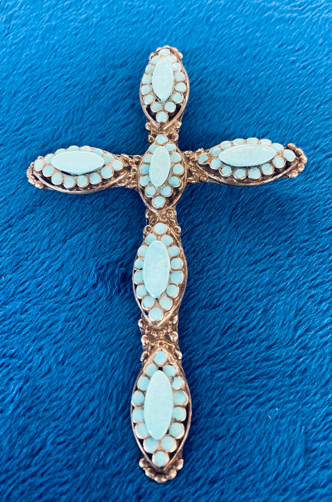 Turquoise and Silver Cross Pendant