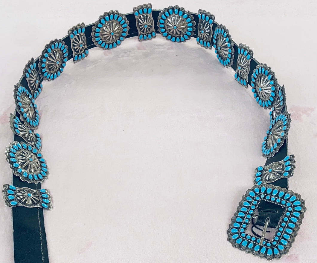 Turquoise and Silver Concho Belt