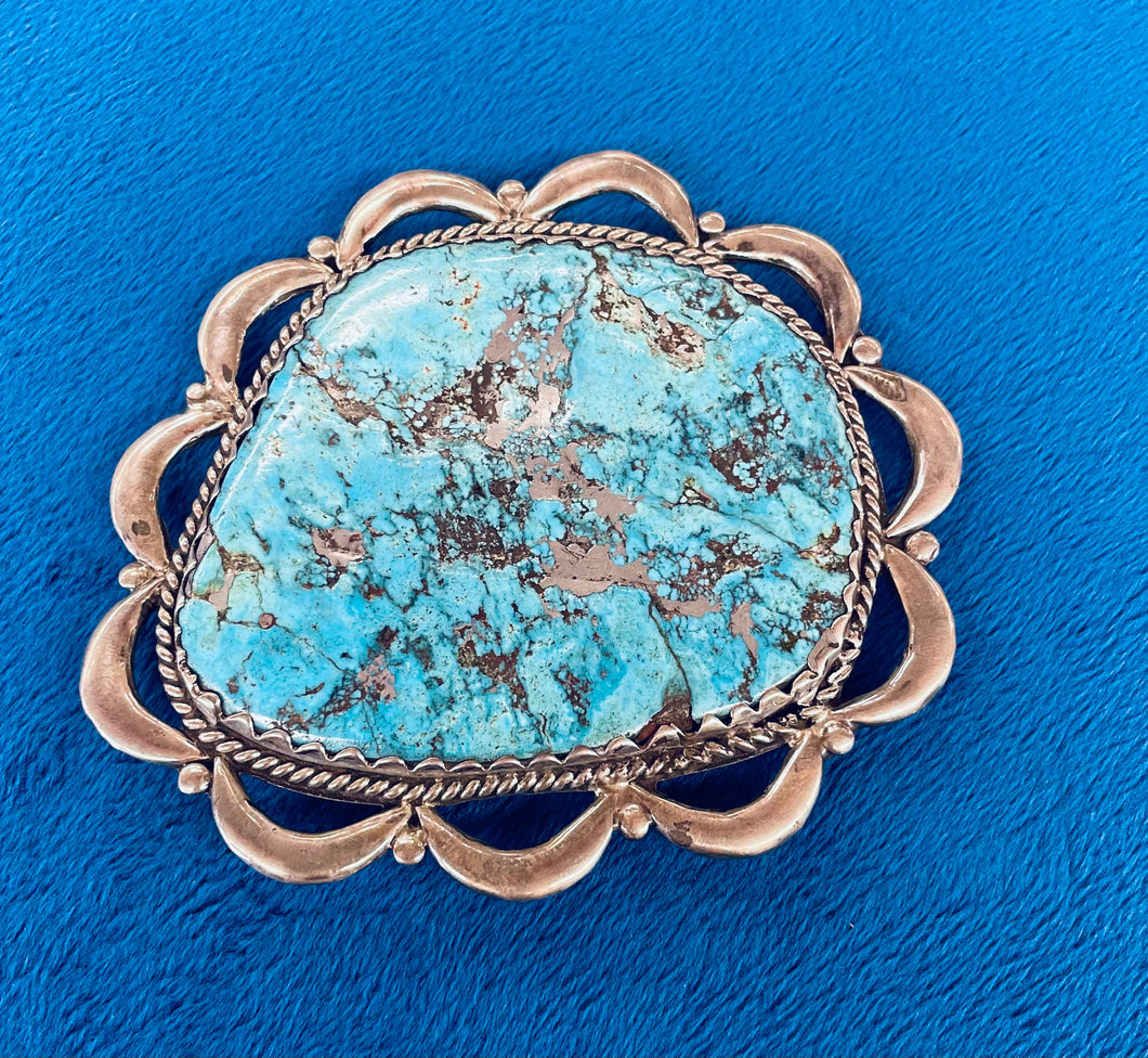 Authentic Turquoise and Silver Monta Pin -Zuni