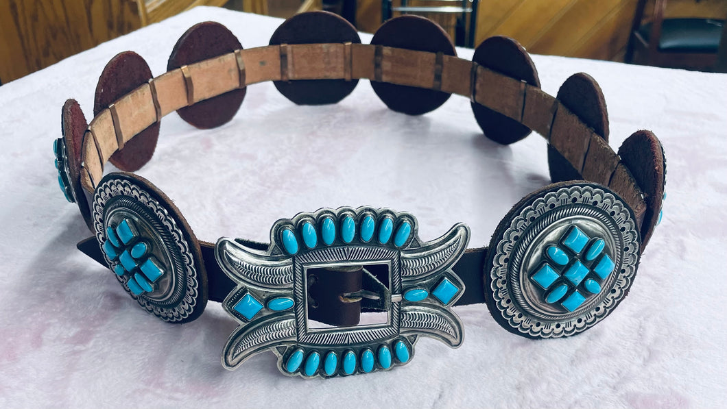Turquoise and Silver Concho Belt