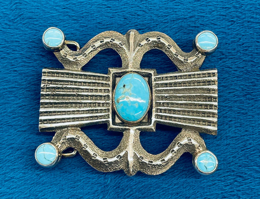 Silver and Turquoise Belt Buckle