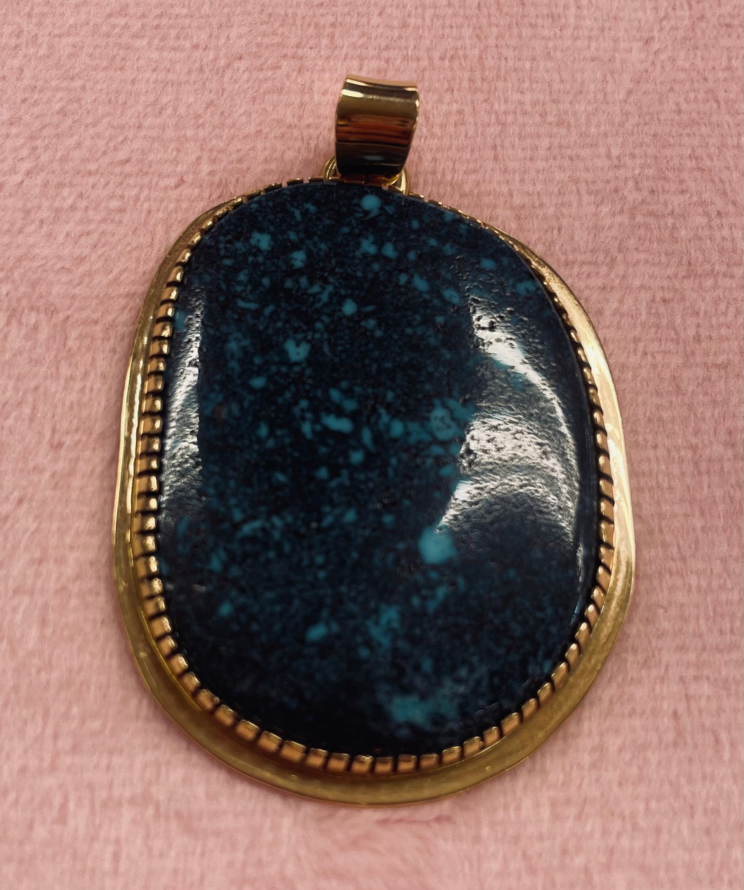 Gold with Large Turquoise Stone Pendant