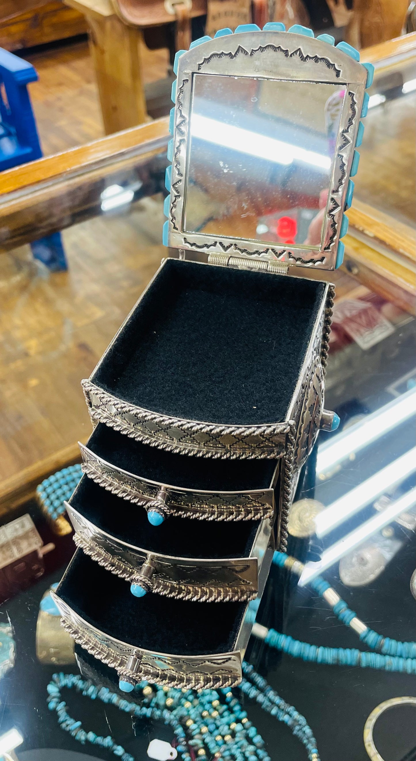 Silver and Turquoise Jewelry Box