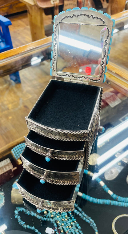 Silver and Turquoise Jewelry Box