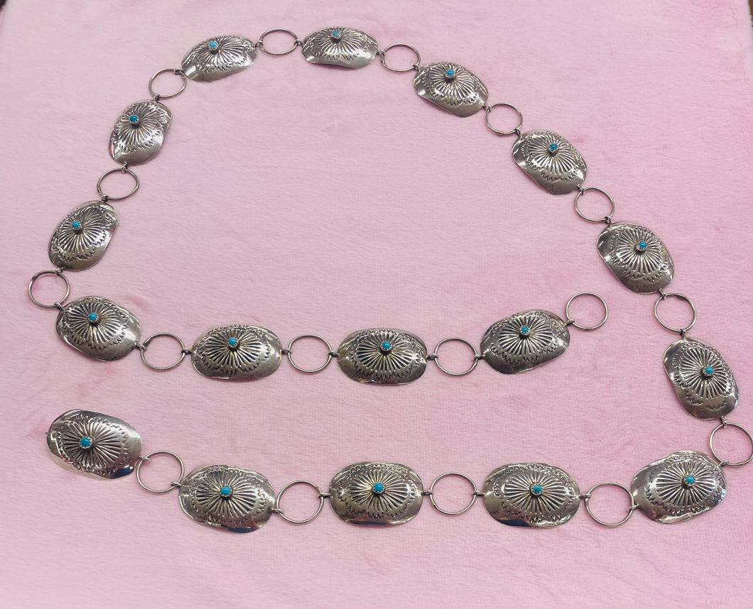 Silver with Turquoise Stones Link Belt