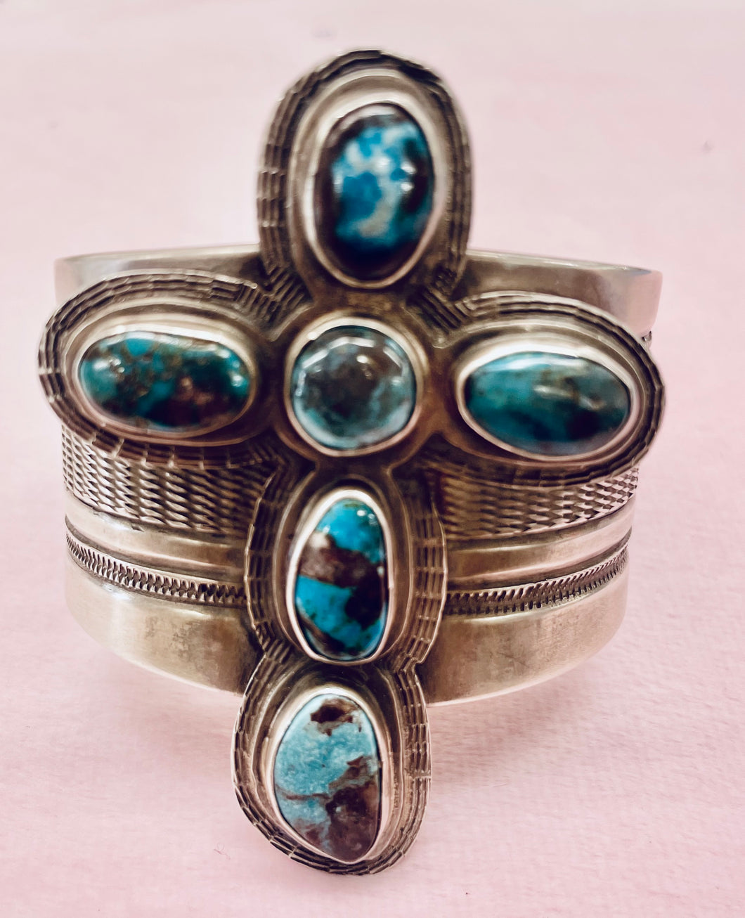 Tommy Jackson Cross Cuff Bracelet with Turquoise Stones