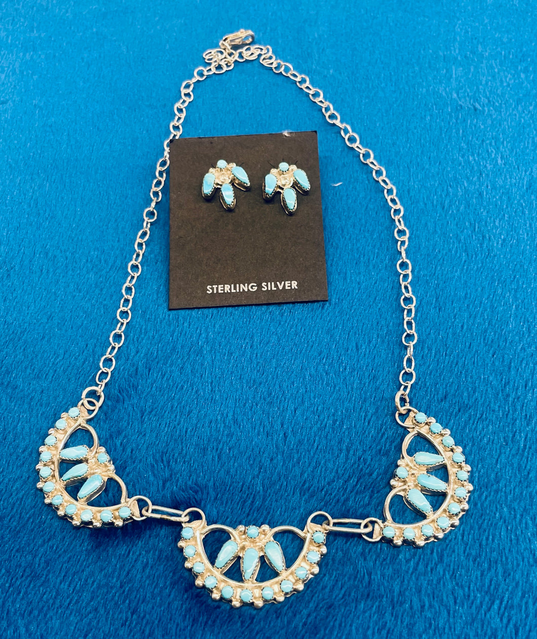 Silver and Turquoise Neckalce with Matching Earrings