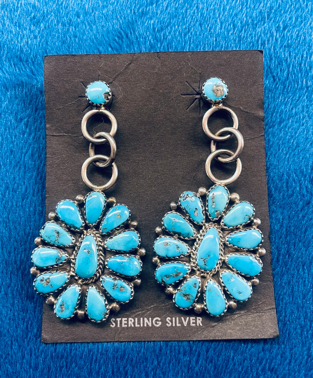 Vintage Turquoise Cluster Drop Earrings