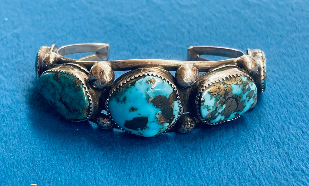 Vintage Silver and Turquoise Stones Bracelet