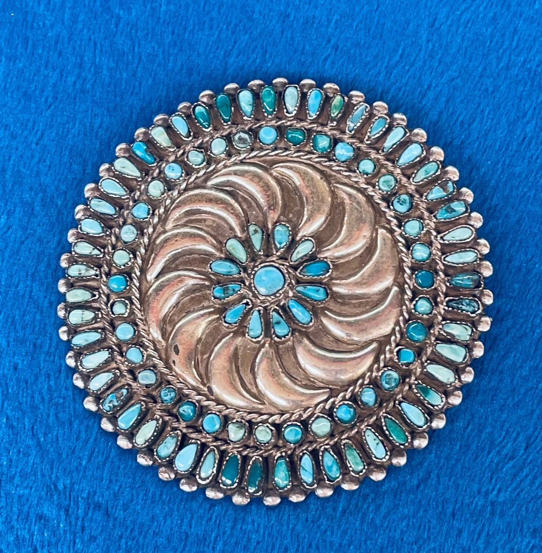 Vintage Silver and Turquoise Pin