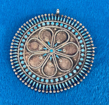 Load image into Gallery viewer, Vintage Zuni Needlepoint Silver and Turquoise Pin/Pendant
