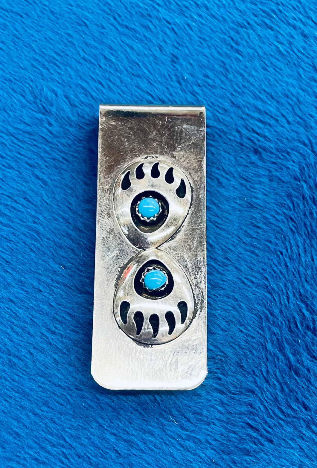 Silver and Turquoise Bear Claw Money Clip