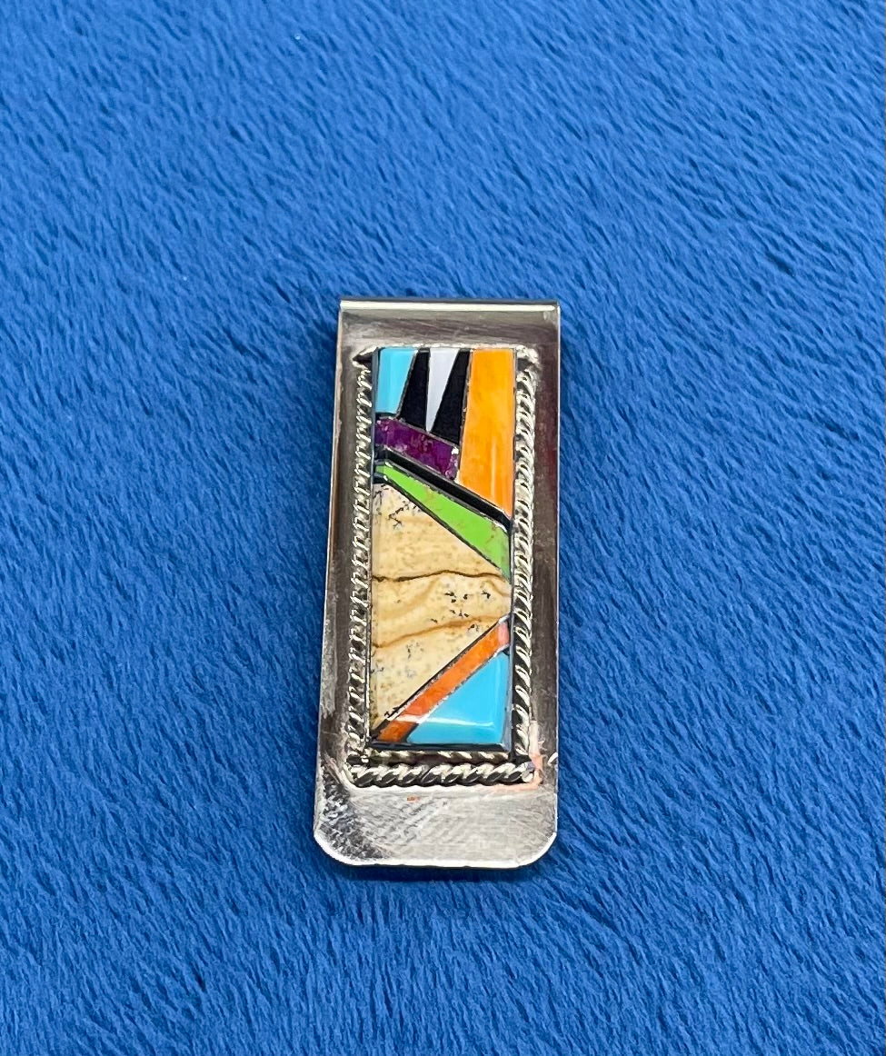 Inlay Stone and Silver Money Clip
