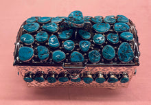 Load image into Gallery viewer, Silver Box with Turquoise Stones
