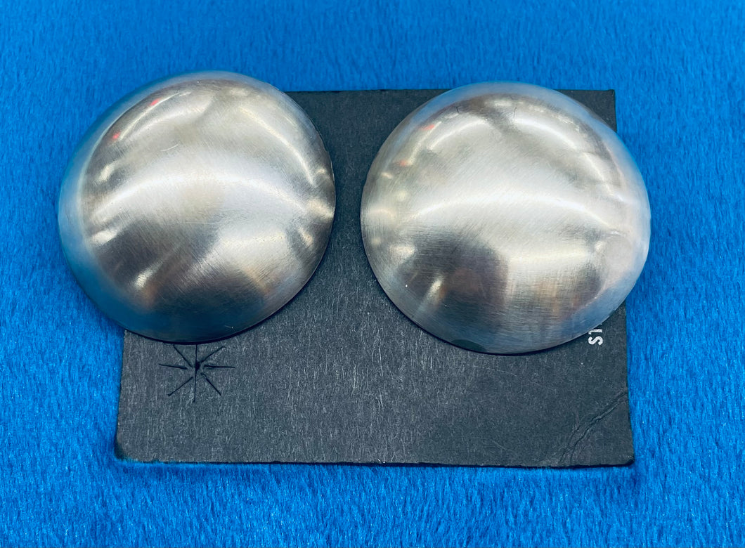 Large Silver Disk Earrings