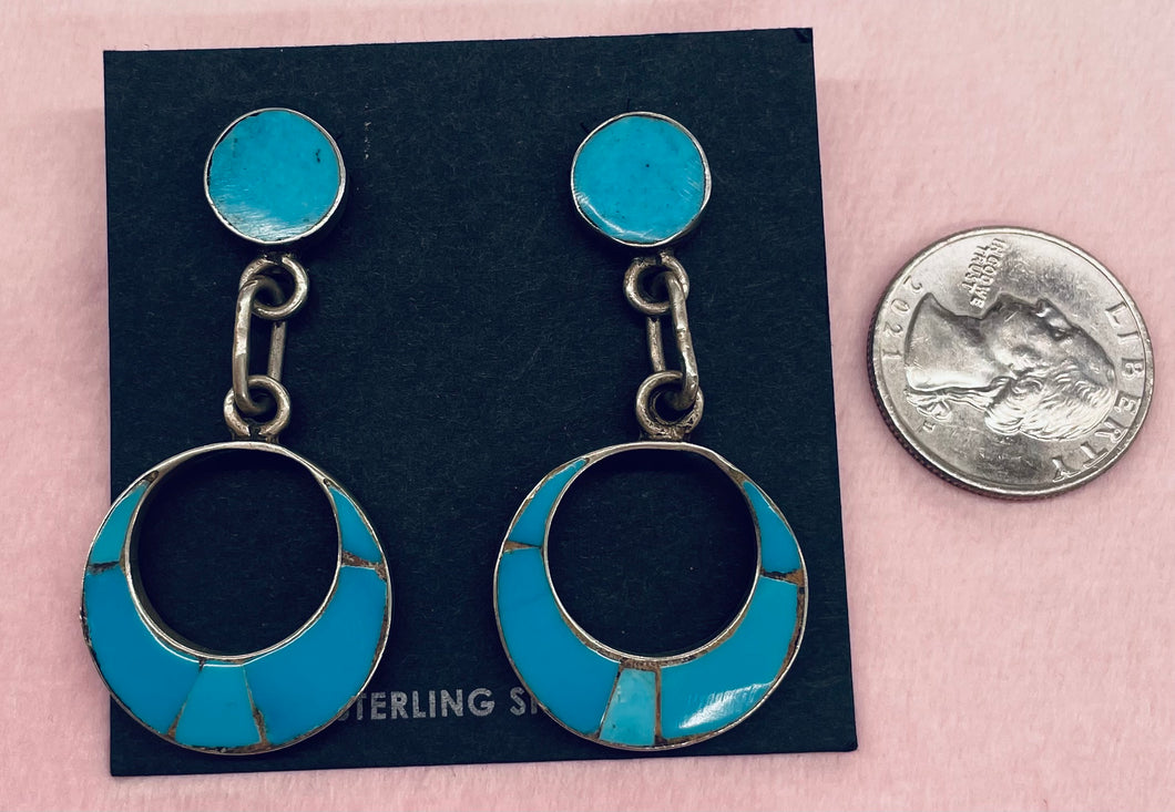 Silver and Turquoise Inlay Earrings