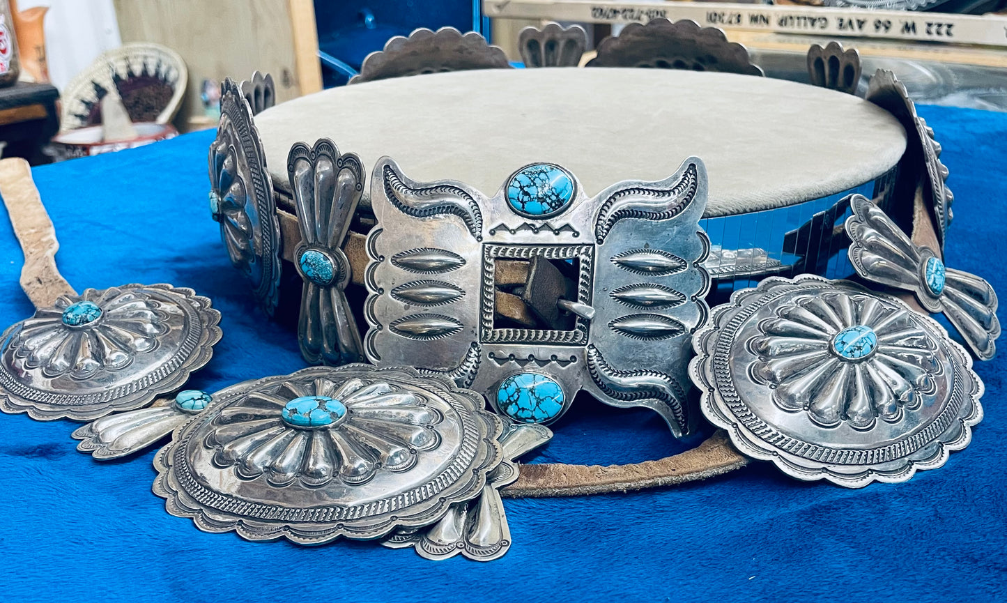 Silver and Turquoise Concho Belt