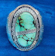 Load image into Gallery viewer, Silver and Large Turquoise Stone Cuff Bracelet
