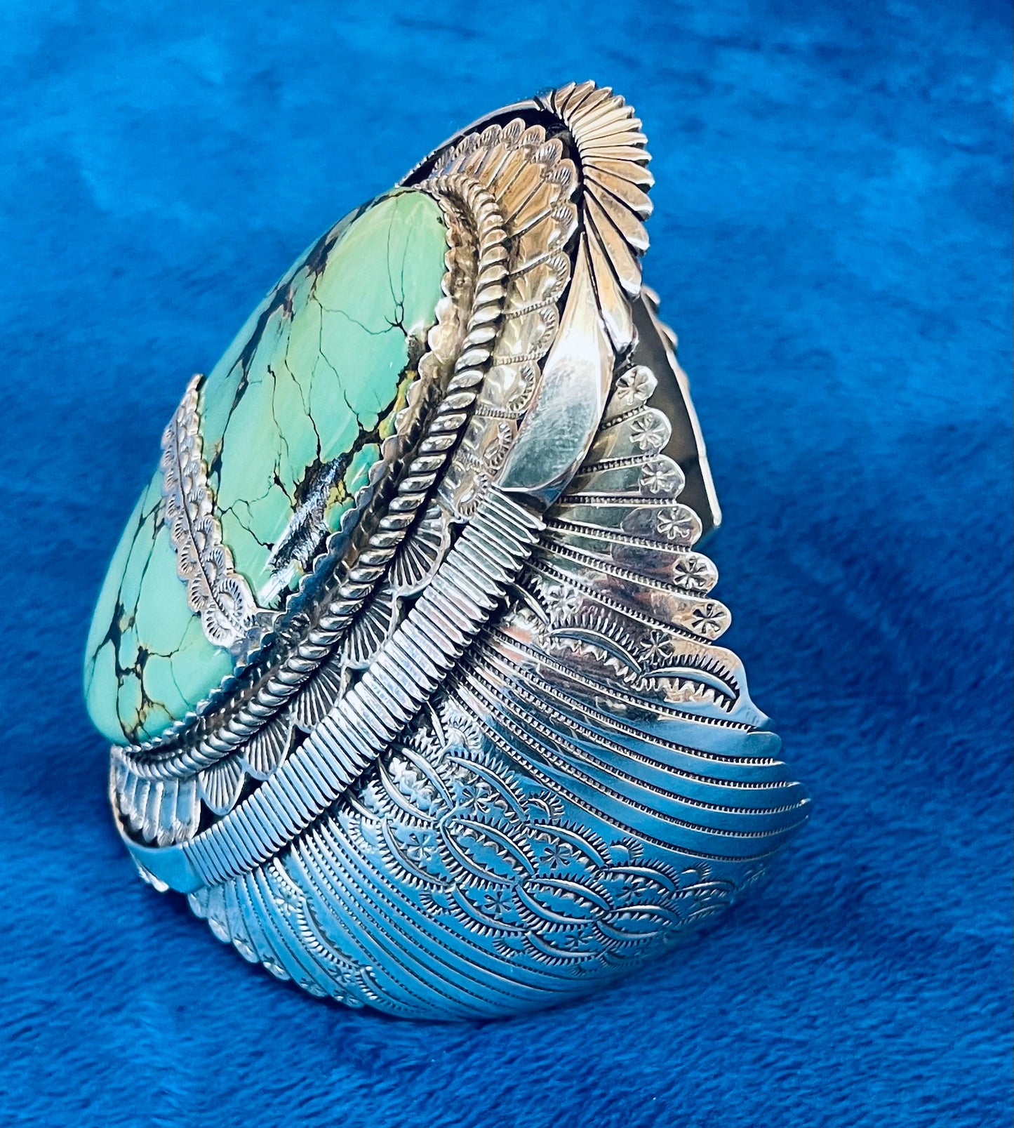 Silver and Large Turquoise Stone Cuff Bracelet