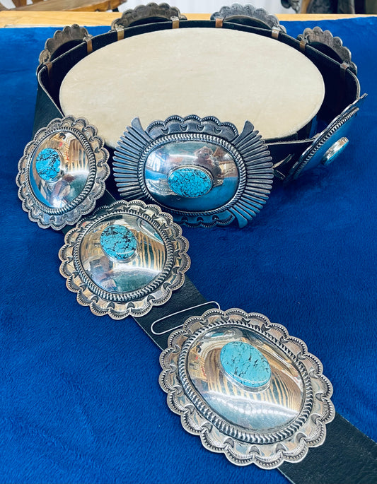 Silver and Turquoise Concho Belt