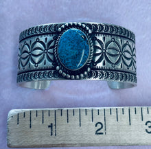 Load image into Gallery viewer, Silver and Turquoise Cast Bracelet
