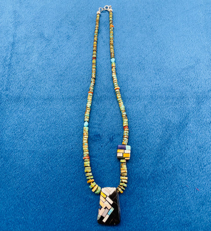 San Felipe Beads and Inlay Reversible Pendant Knecklace
