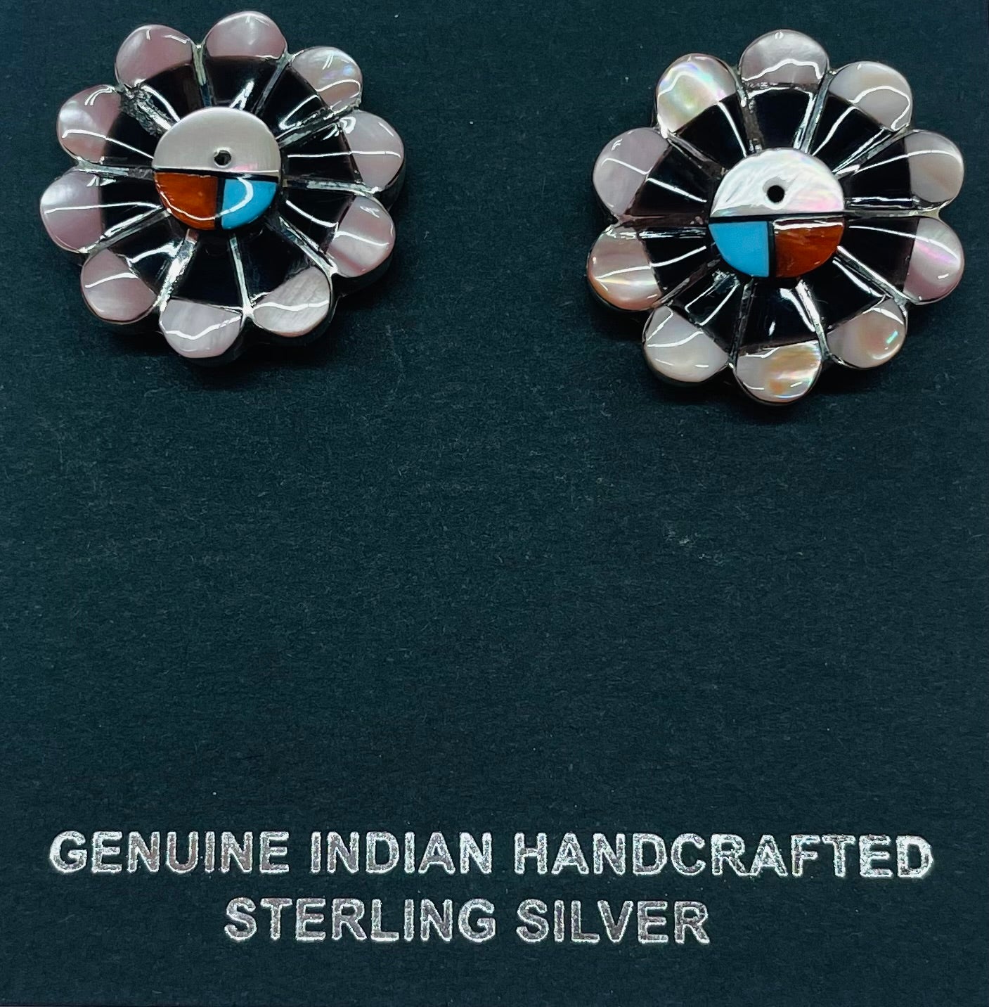 Zuni Multi Stone Sunface Earrings