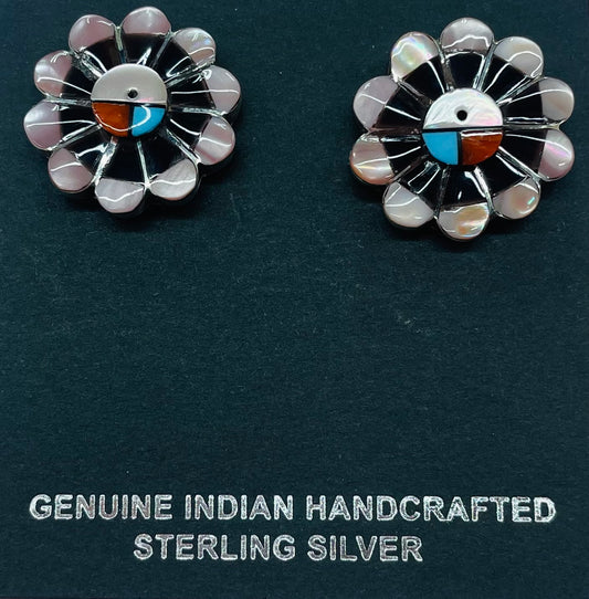 Zuni Multi Stone Sunface Earrings