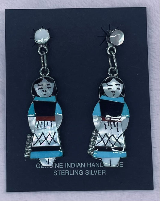 Zuni Maiden Inlay Dangle Earrings