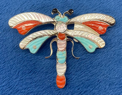 Zuni Dragonfly Multi Stone Pin