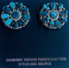 Load image into Gallery viewer, Silver and Turquoise Cluster Earrings
