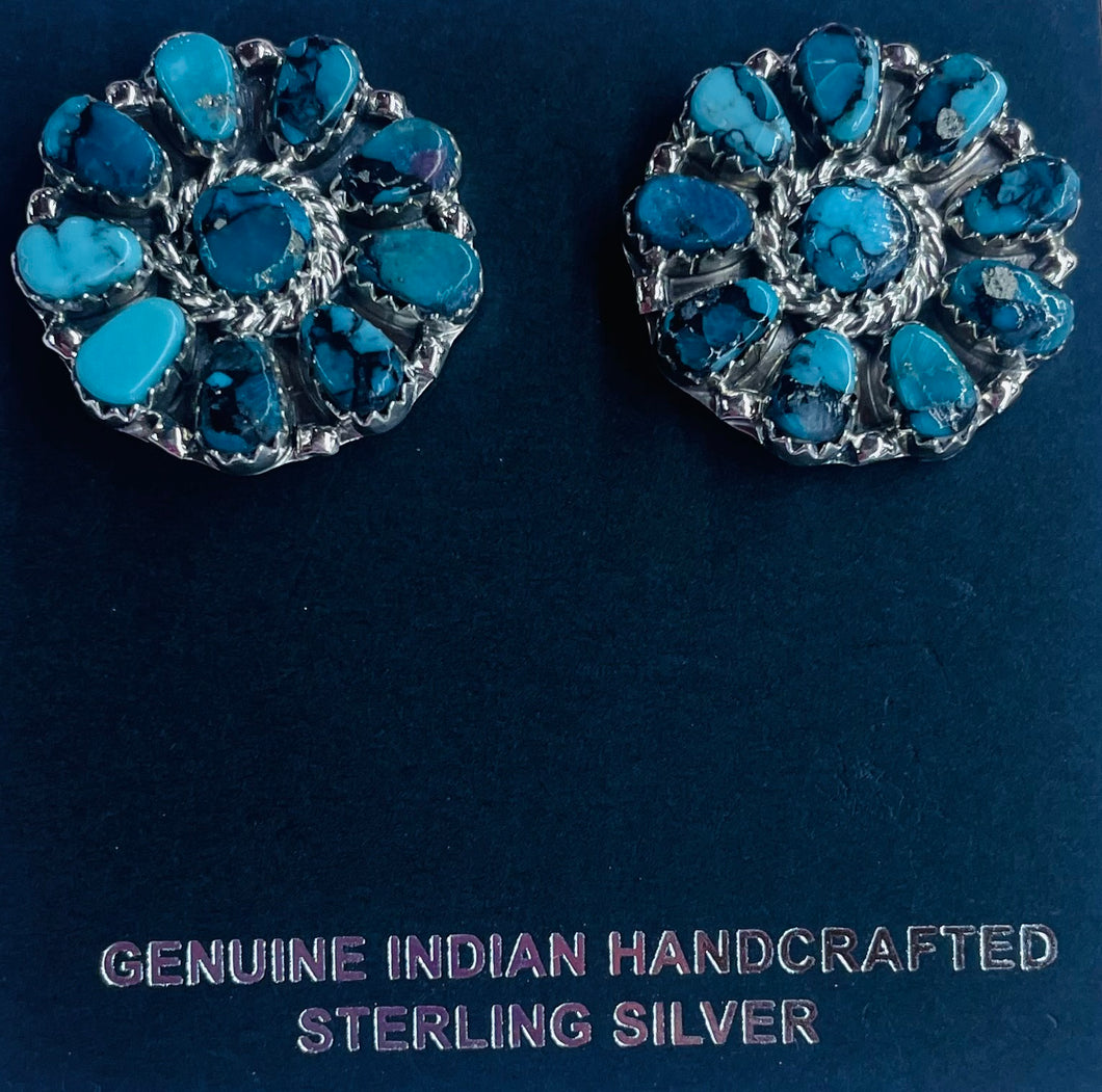 Silver and Turquoise Cluster Earrings