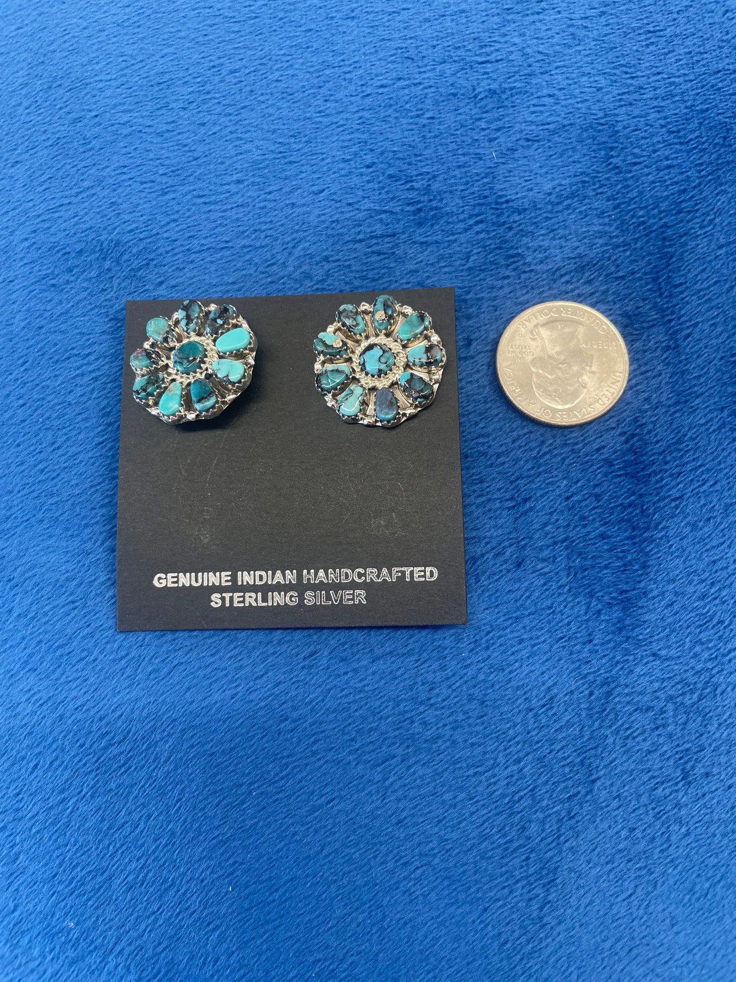 Silver and Turquoise Cluster Earrings