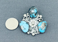 Load image into Gallery viewer, Turquoise and Silver Flower Pendant
