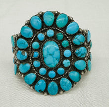 Load image into Gallery viewer, Turquoise and Silver Cluster Bracelet
