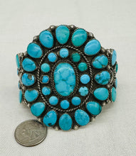 Load image into Gallery viewer, Turquoise and Silver Cluster Bracelet
