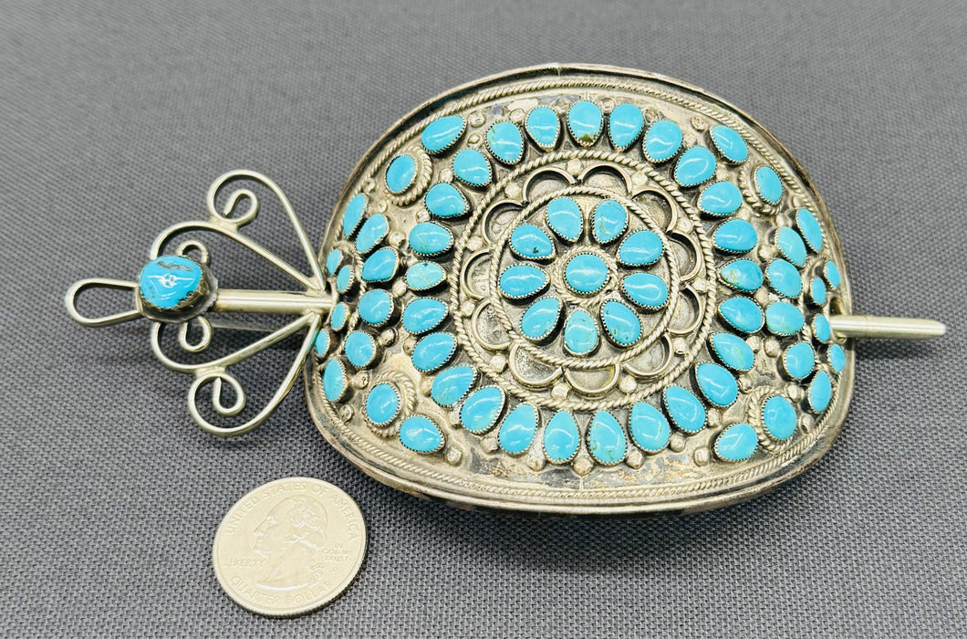 Turquoise and Silver Hair Clip