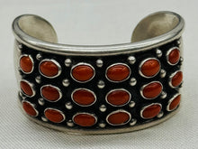 Load image into Gallery viewer, Coral and Silver Cuff Bracelet
