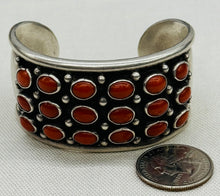 Load image into Gallery viewer, Coral and Silver Cuff Bracelet
