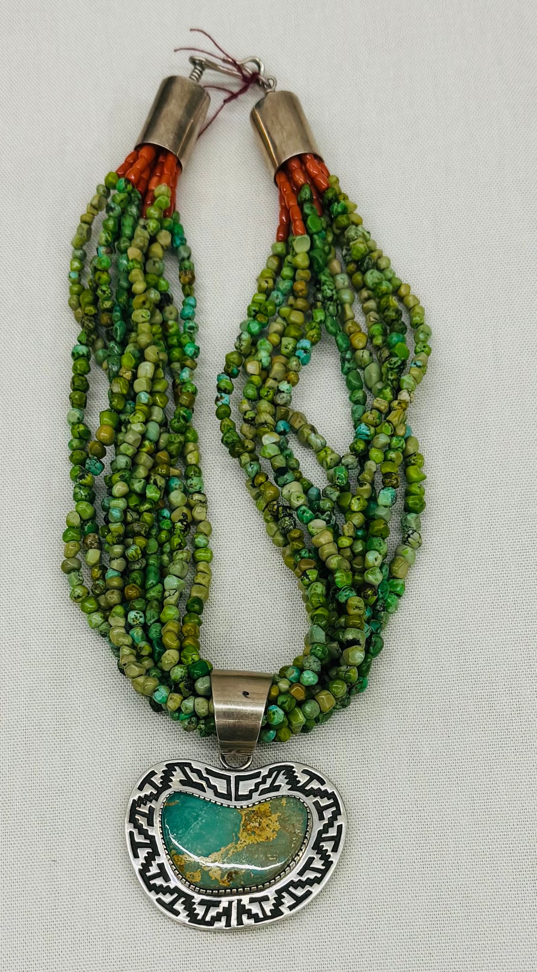 Green Turquoise Beads with Reversible Pendant