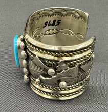 Load image into Gallery viewer, 12k Gold and Silver and Turquoise Cuff Story Teller Bracelet
