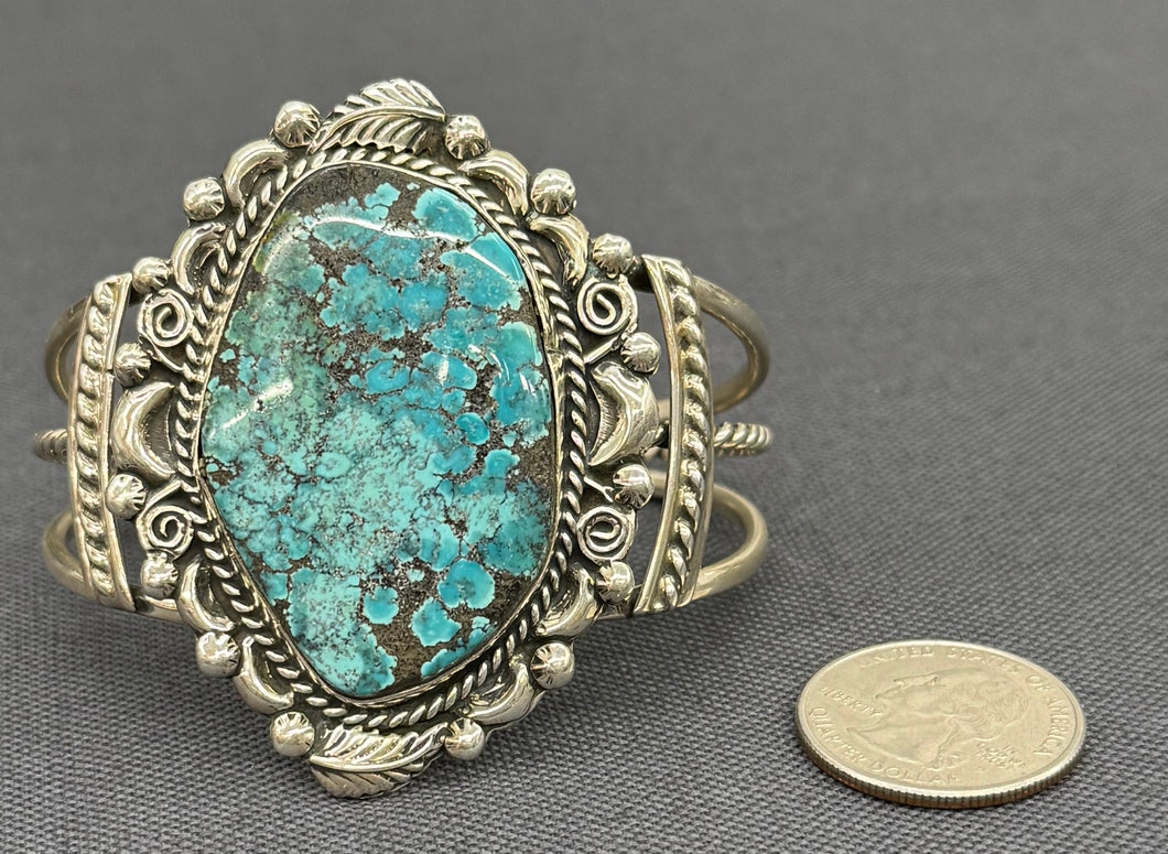 Large Turquoise Stone and Silver Bracelet