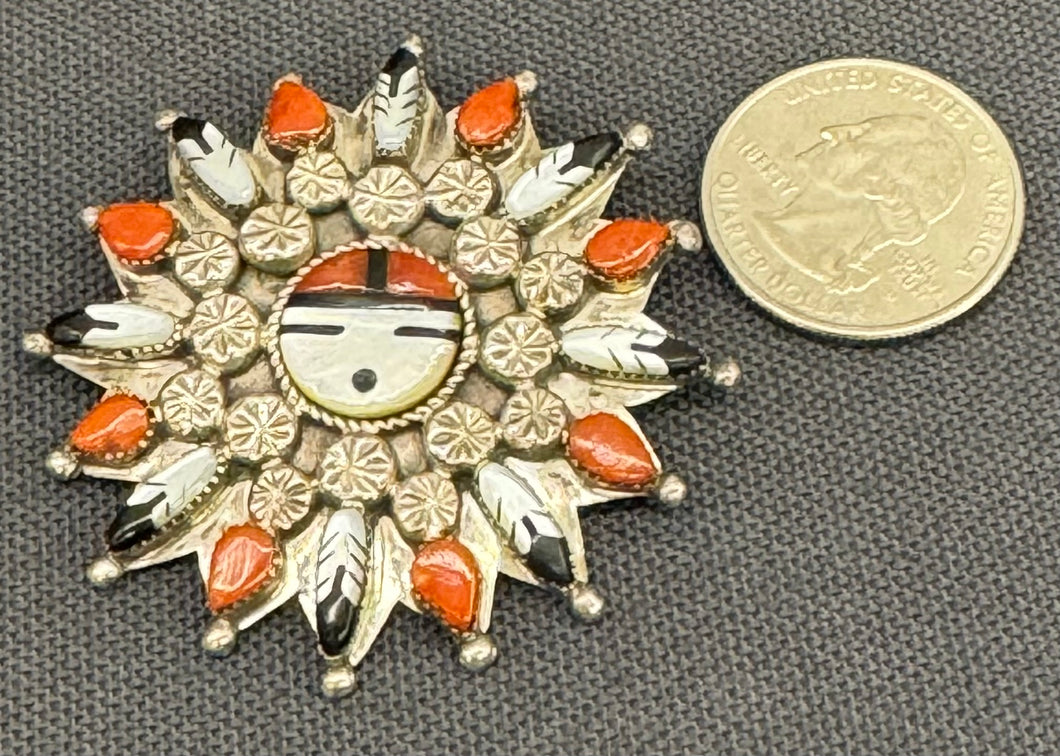 Zuni Sunface Inlay Pendant and Pin